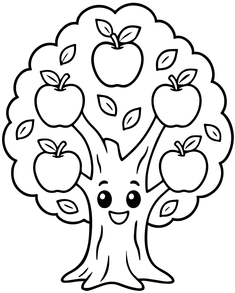 Fruit Tree — printable Tree coloring sheet for preschoolers
