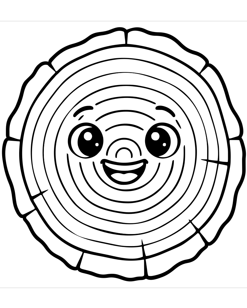 Printable tree rings line art — Tree coloring page