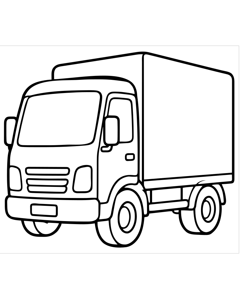 Box Truck — Truck coloring page to print for children