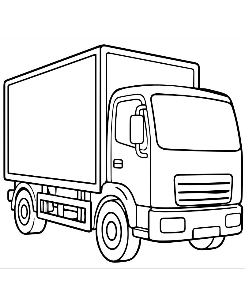 Printable delivery truck line art — Truck coloring page
