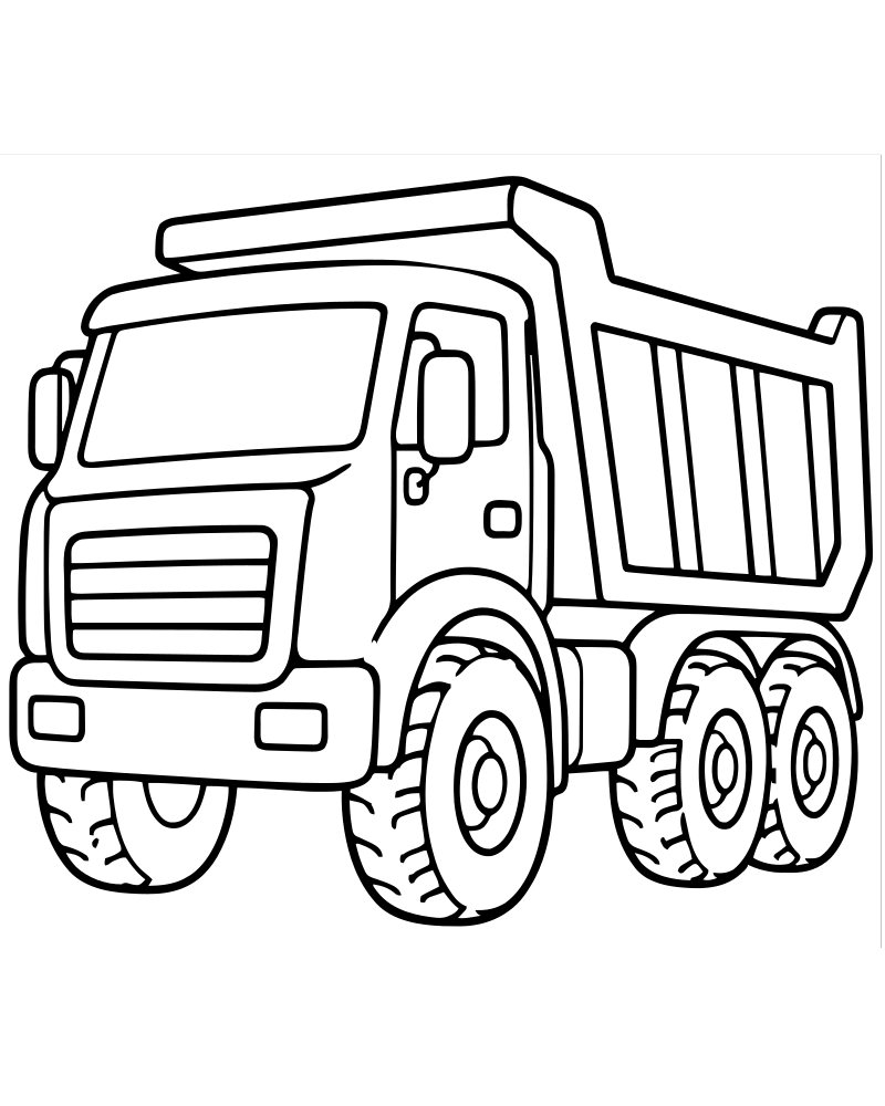 Dump Truck — Truck coloring page to print for children