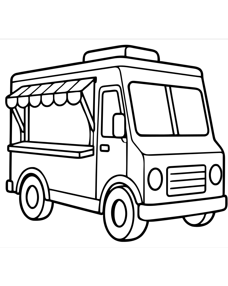 Food Truck picture to color — Truck coloring page for kids