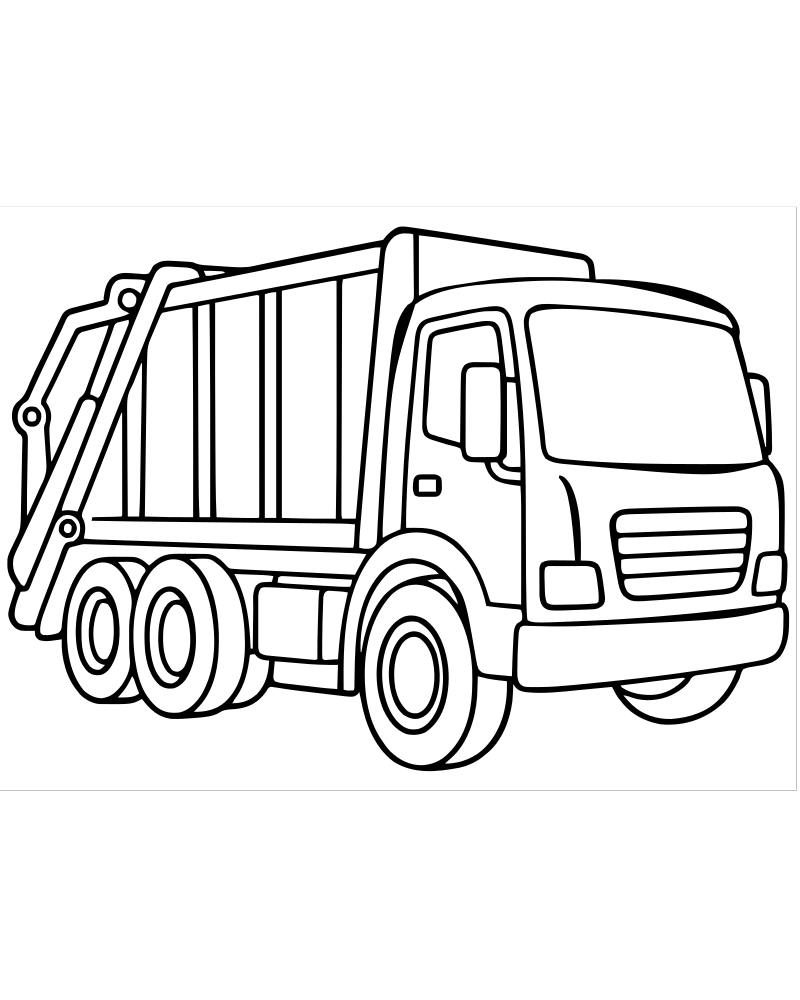 Garbage Truck — printable Truck coloring sheet for preschoolers