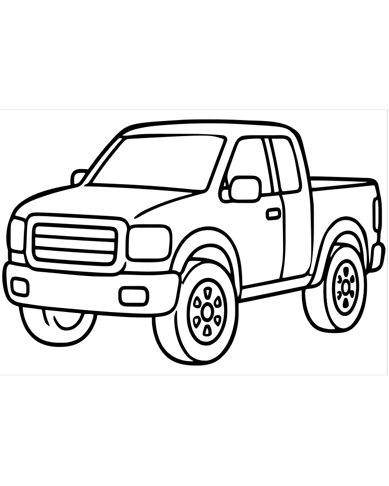 Pickup Truck picture to color — Truck coloring page for kids