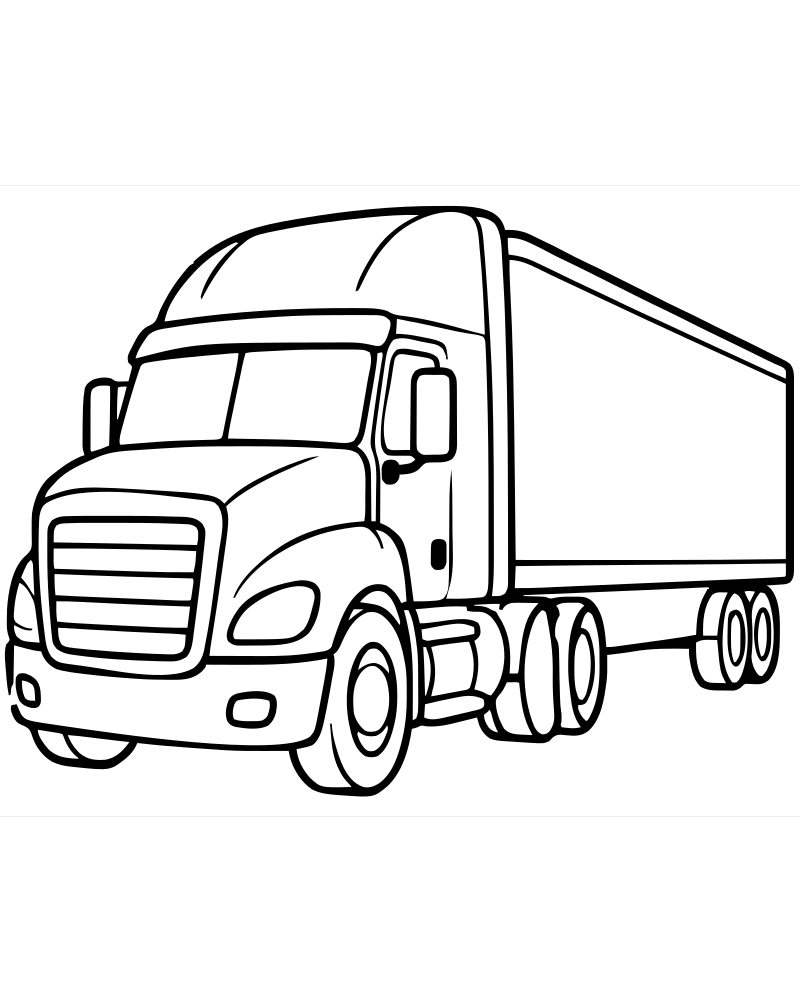 Semi Truck picture to color — Truck coloring page for kids