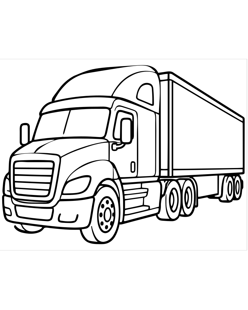 Tractor Trailer — free printable Truck coloring page for kids
