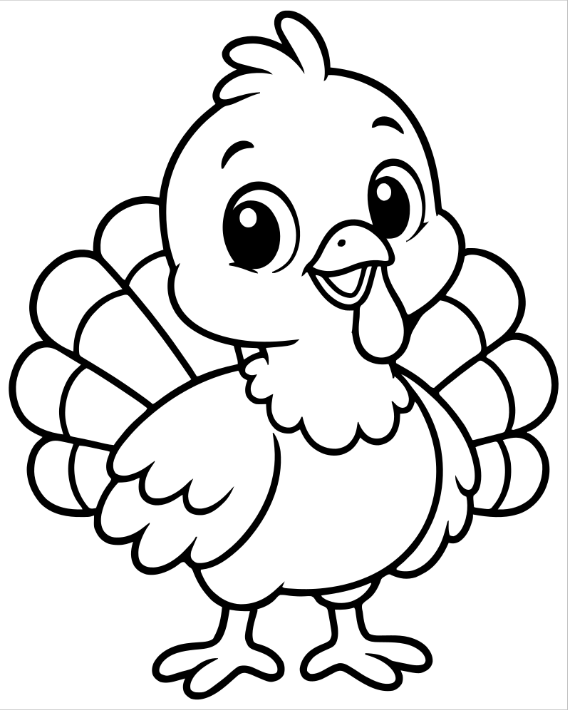 Baby Turkey Chick — printable Turkey coloring sheet for preschoolers