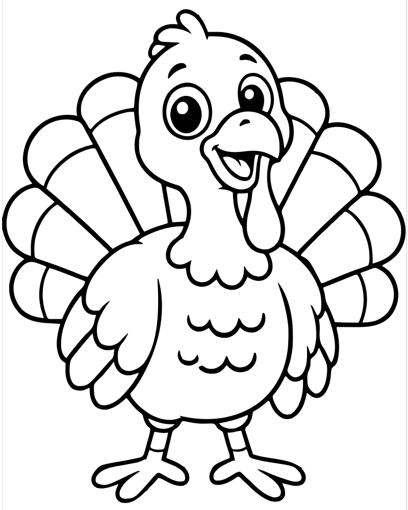 Printable funny sign turkey line art — Turkey coloring page