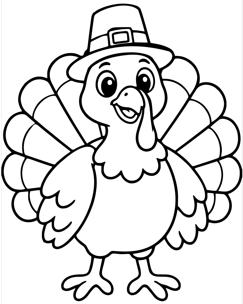 Thanksgiving Turkey — free printable Turkey coloring page for kids