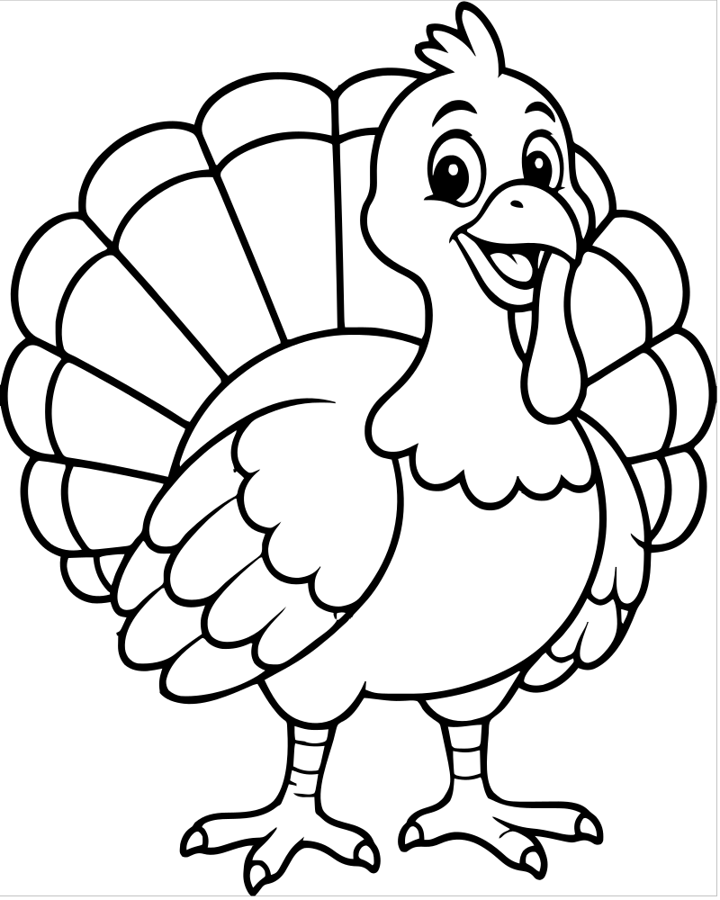 Turkey on the Farm — Turkey coloring page to print for children