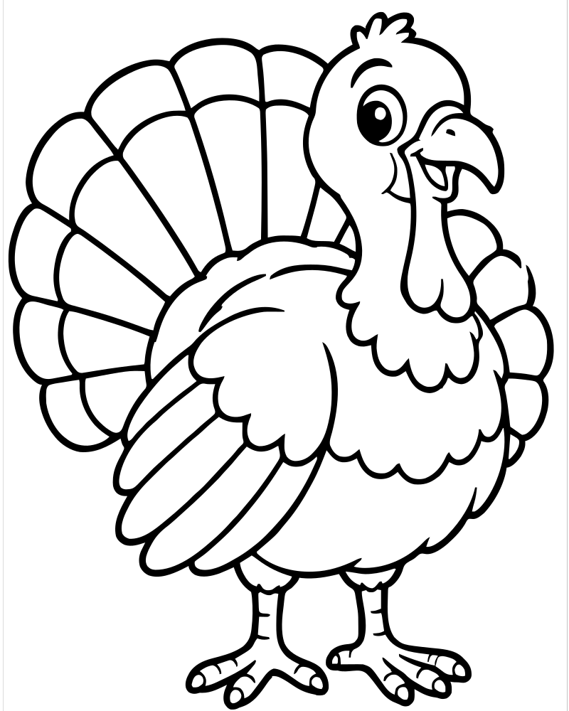 Wild Turkey picture to color — Turkey coloring page for kids