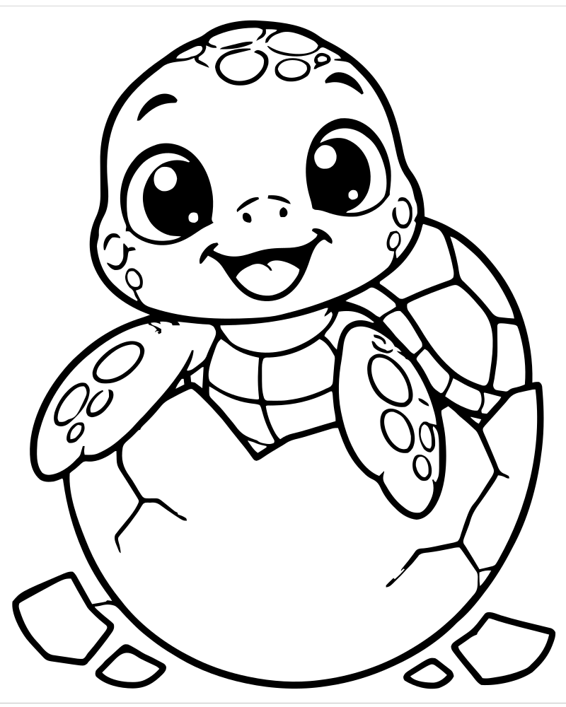 Baby Turtle Hatching — printable Turtle coloring sheet for preschoolers