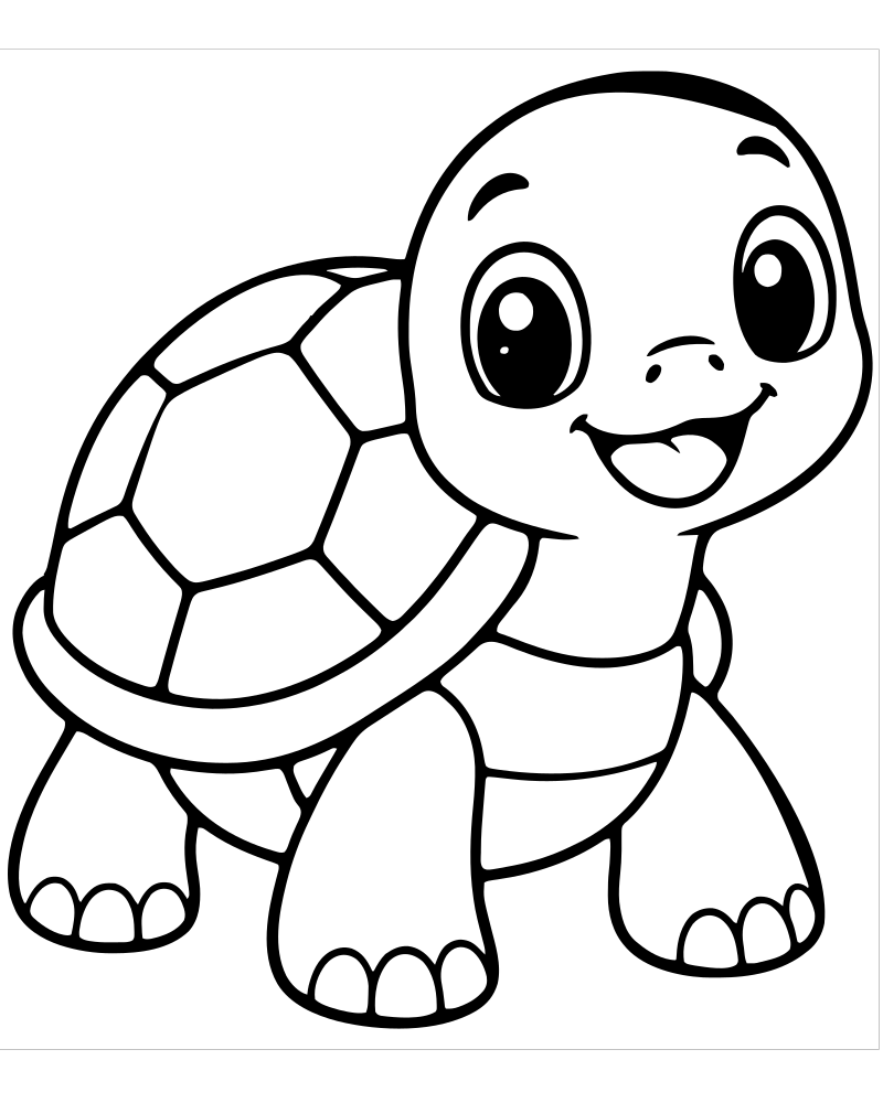Printable cute cartoon turtle line art — Turtle coloring page
