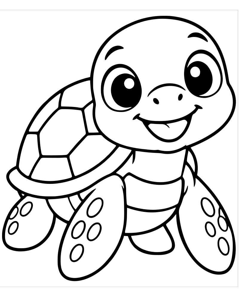 Happy Turtle Smile — printable Turtle coloring sheet for preschoolers