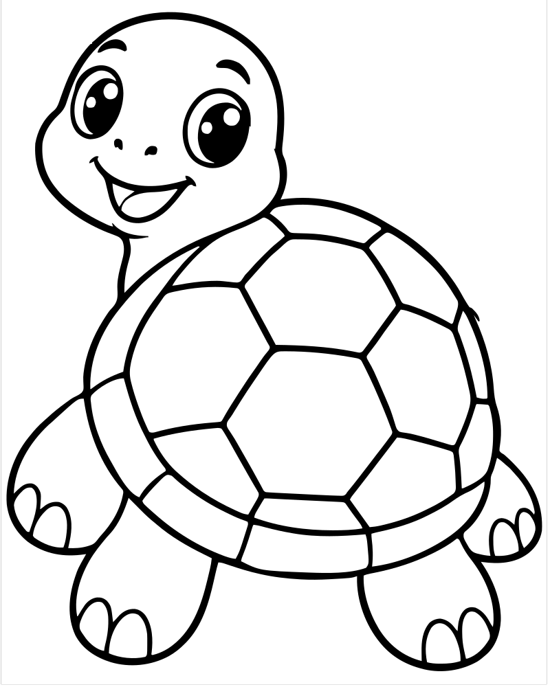 Turtle Shell Pattern picture to color — Turtle coloring page for kids