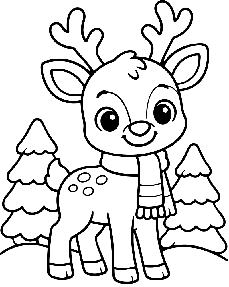 Winter Forest — Winter coloring page to print for children