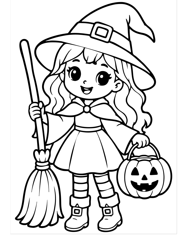 Halloween Witch — Witch coloring page to print for children