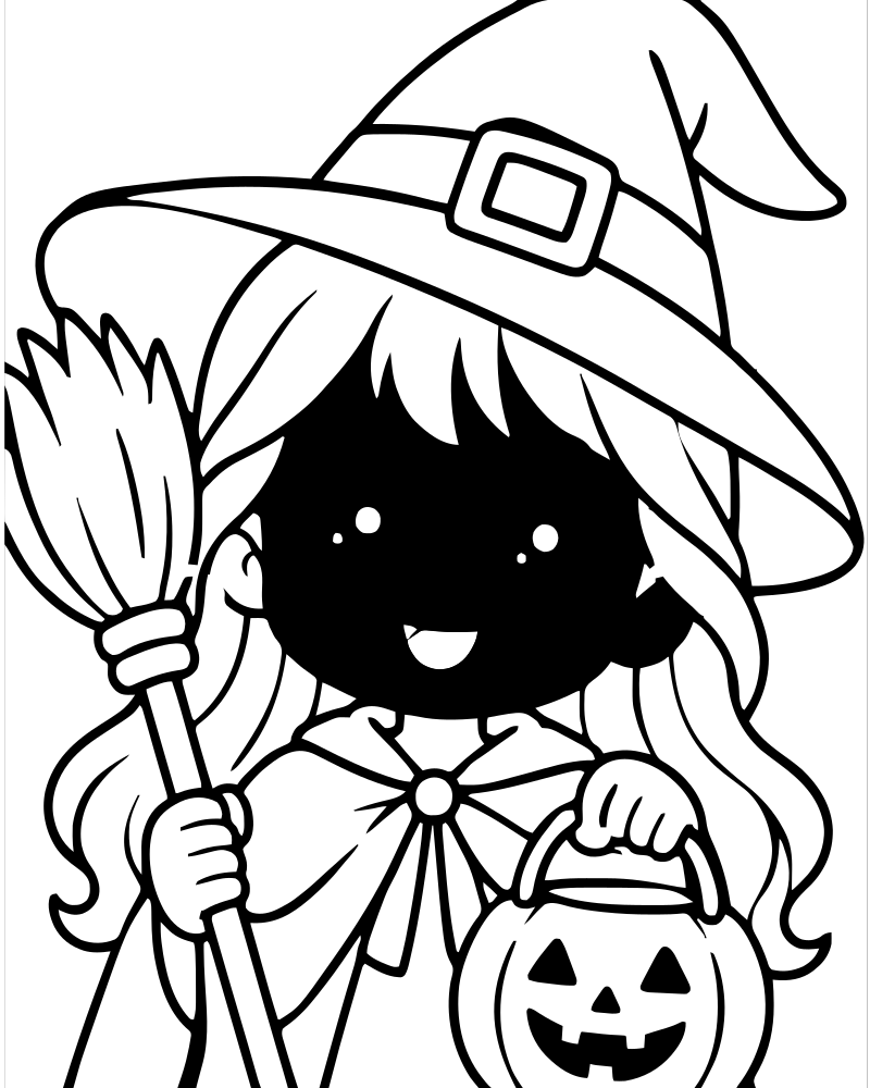 Witch Close-Up — free printable Witch coloring page for kids