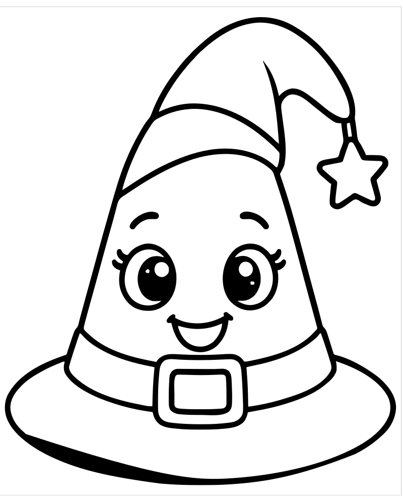 Witch Hat picture to color — Witch coloring page for kids