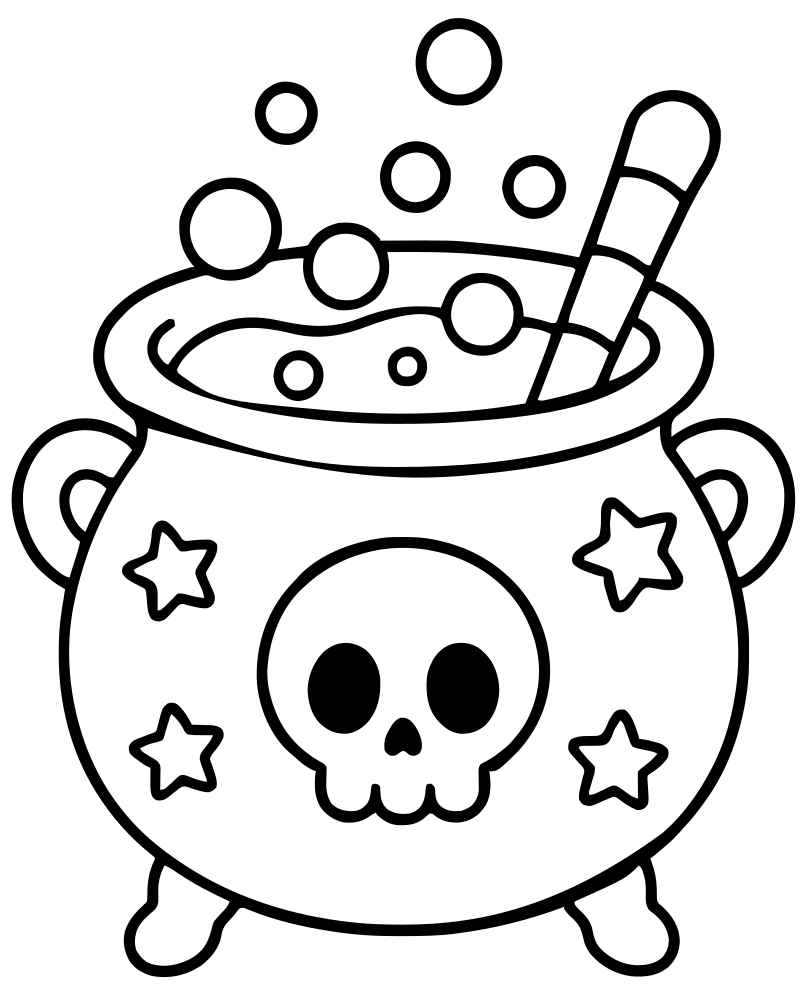 Witch Potions picture to color — Witch coloring page for kids